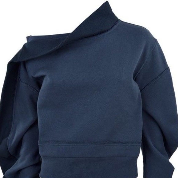 Burberry London Runway Sweatshirt asymmetrical off shoulder rare unique blue - Picture 13 of 14